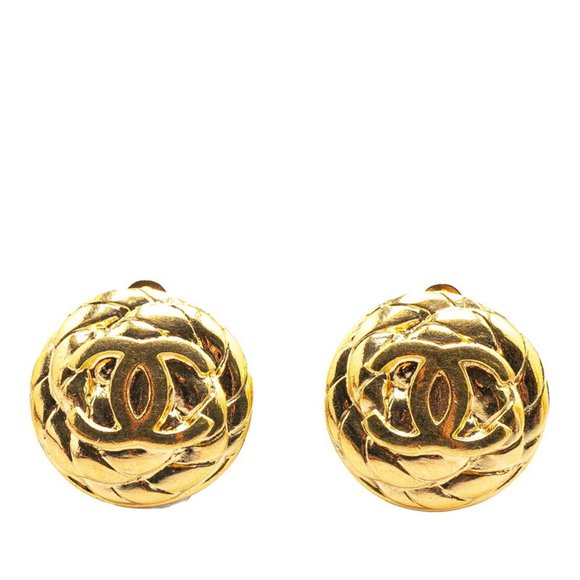 CHANEL Gold Logo Earrings - Picture 1 of 4